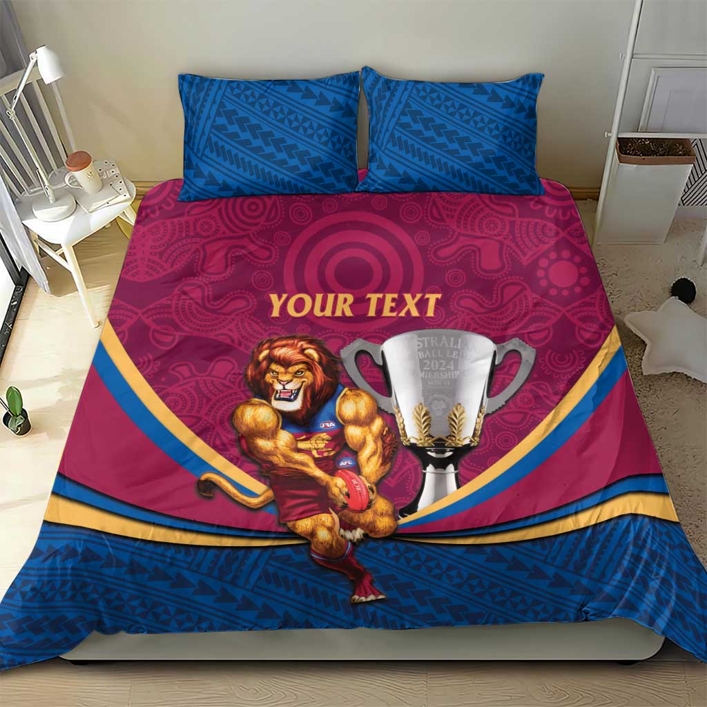 Personalised AFL Brisbane Lions Bedding Set 2024 We Are The Champions - Trophy Style - Vibe Hoodie Shop