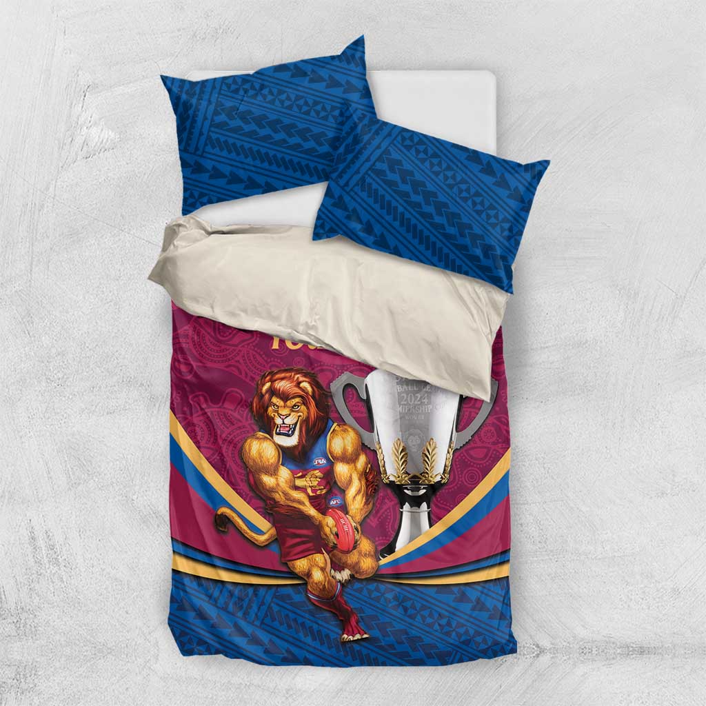 Personalised AFL Brisbane Lions Bedding Set 2024 We Are The Champions - Trophy Style - Vibe Hoodie Shop