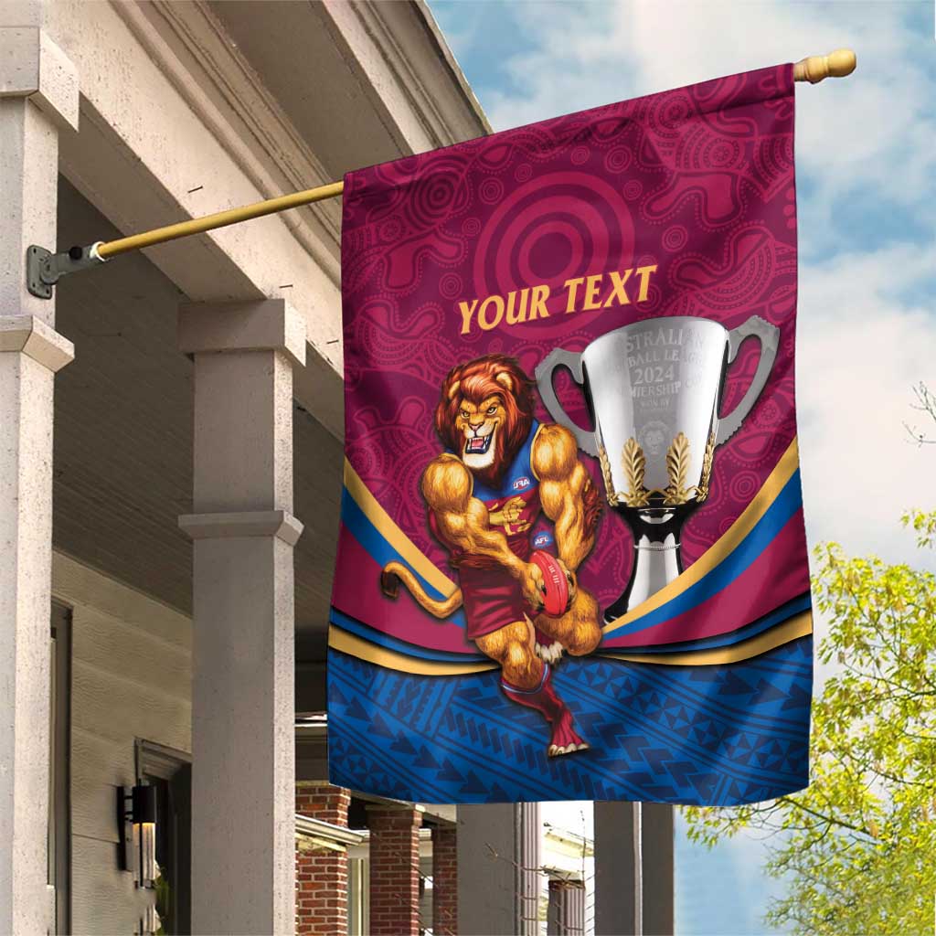 Personalised AFL Brisbane Lions Garden Flag 2024 We Are The Champions - Trophy Style - Vibe Hoodie Shop