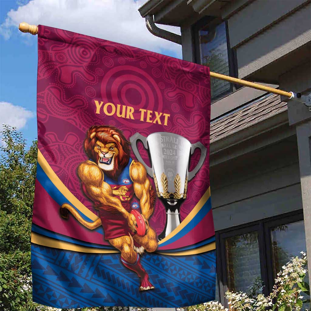 Personalised AFL Brisbane Lions Garden Flag 2024 We Are The Champions - Trophy Style - Vibe Hoodie Shop