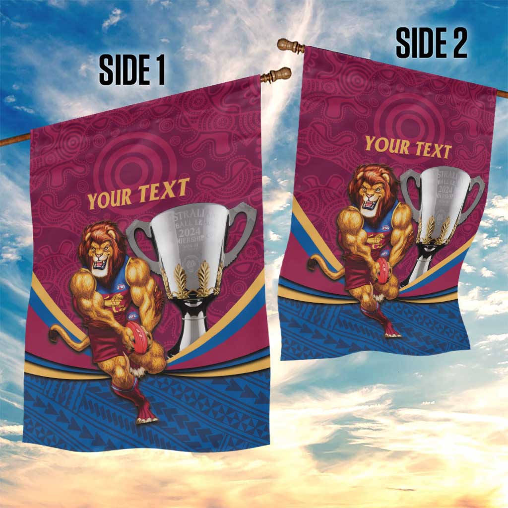 Personalised AFL Brisbane Lions Garden Flag 2024 We Are The Champions - Trophy Style - Vibe Hoodie Shop