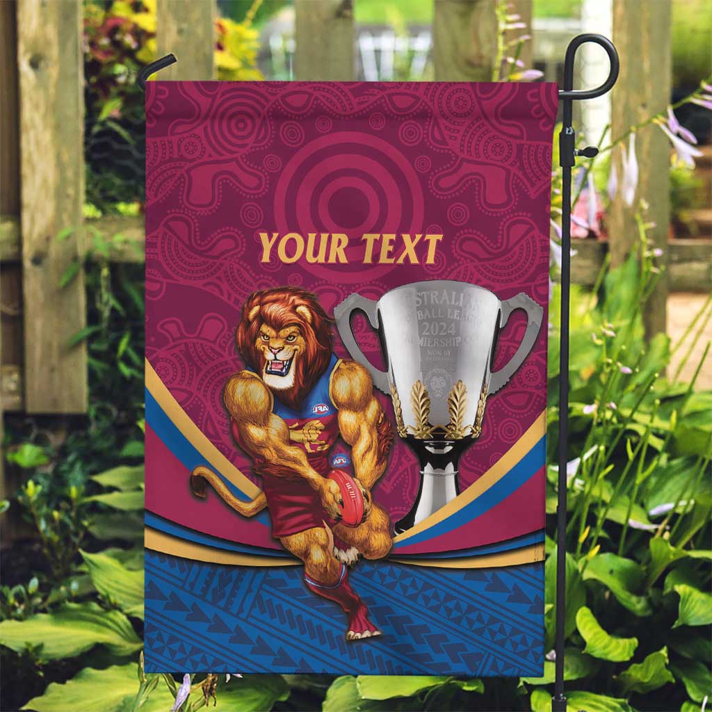 Personalised AFL Brisbane Lions Garden Flag 2024 We Are The Champions - Trophy Style - Vibe Hoodie Shop