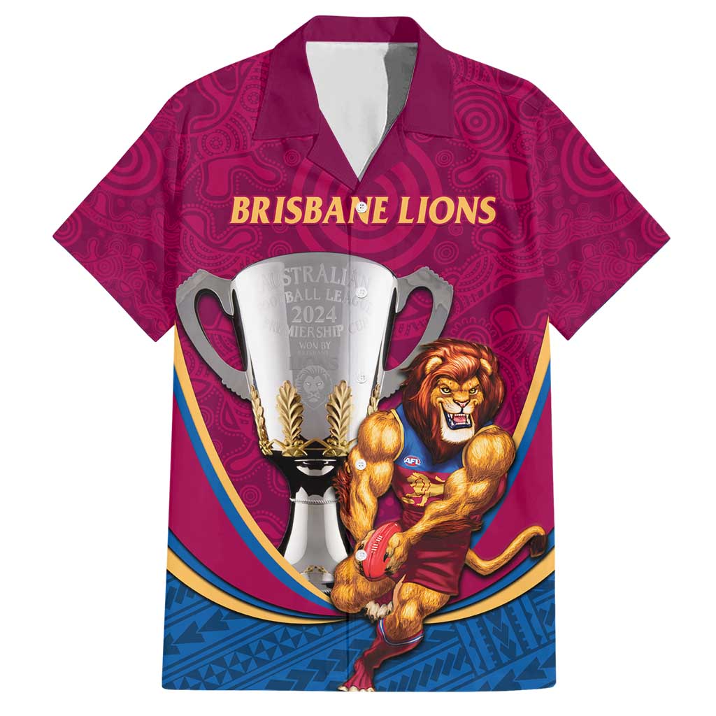 Personalised AFL Brisbane Lions Hawaiian Shirt 2024 We Are The Champions - Trophy Style - Vibe Hoodie Shop