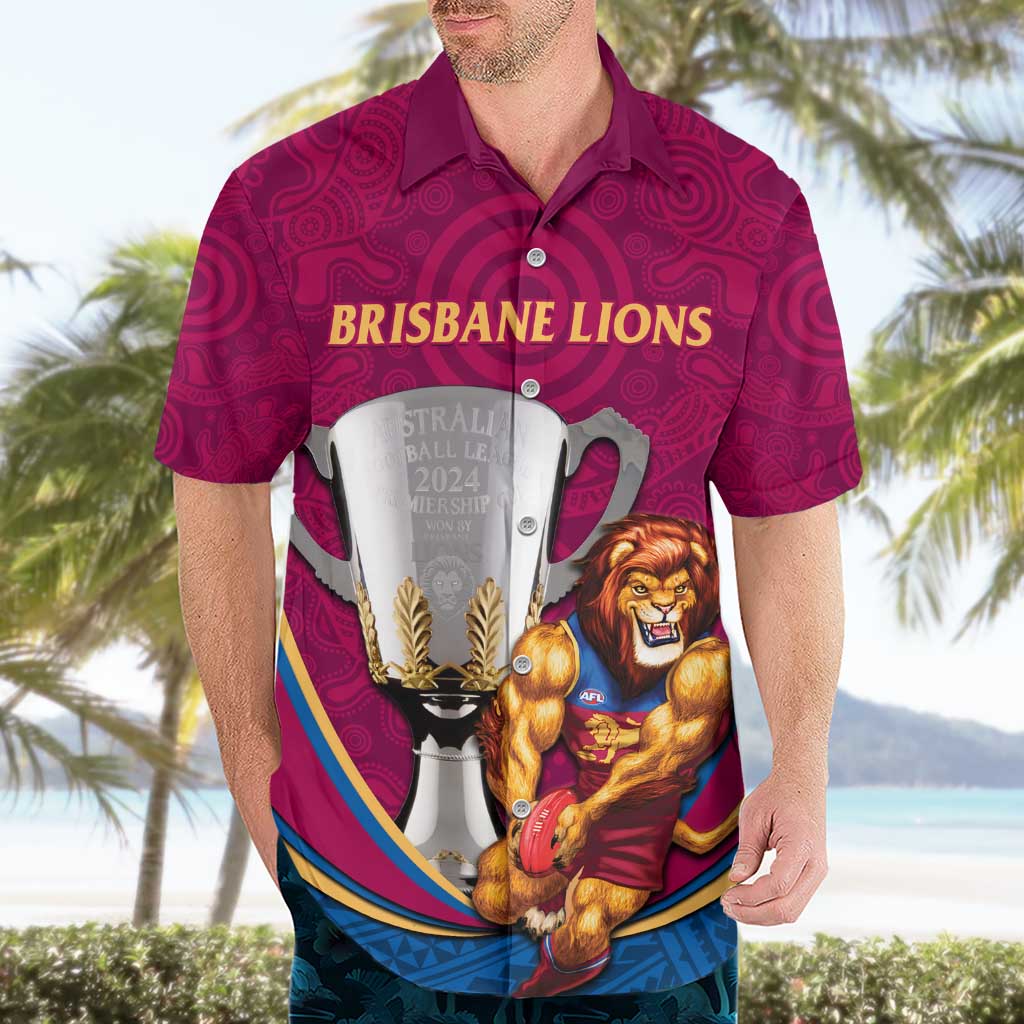 Personalised AFL Brisbane Lions Hawaiian Shirt 2024 We Are The Champions - Trophy Style - Vibe Hoodie Shop