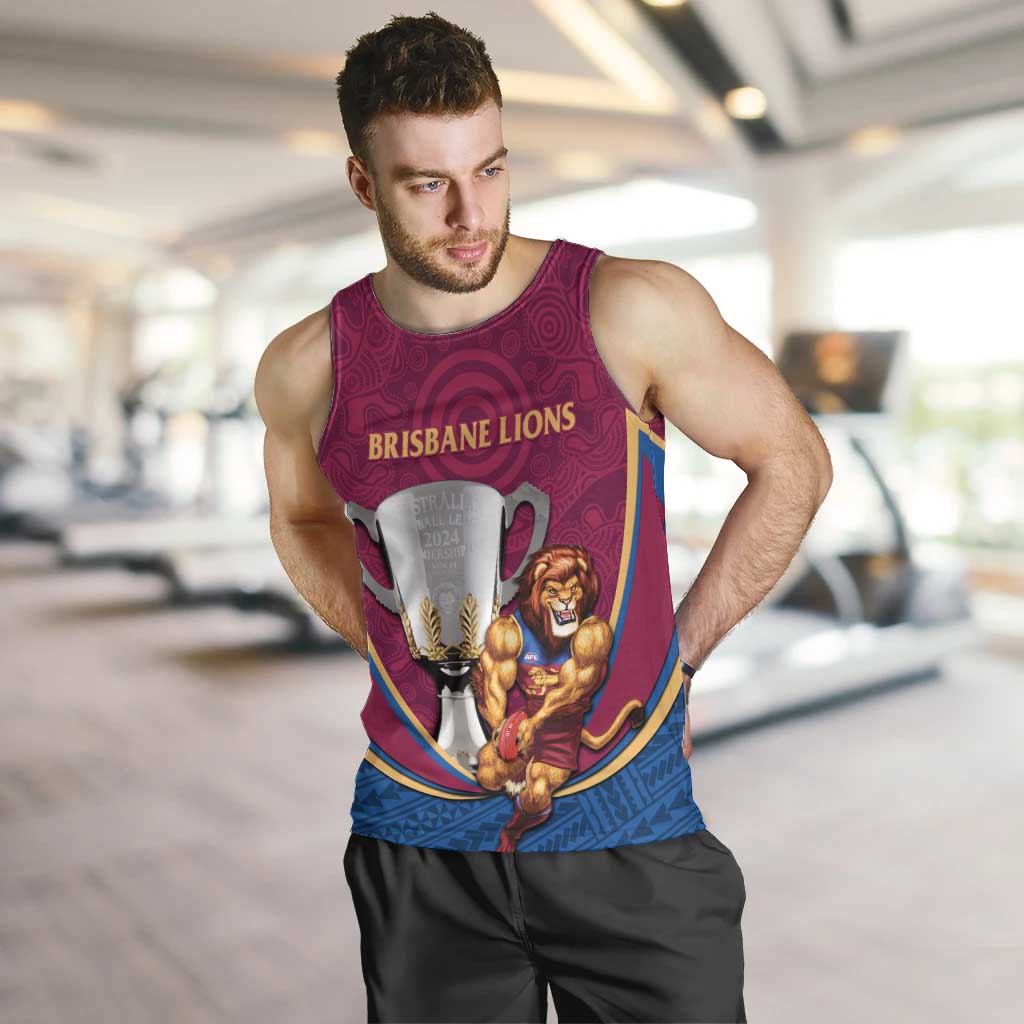 Personalised AFL Brisbane Lions Men Tank Top 2024 We Are The Champions - Trophy Style - Vibe Hoodie Shop