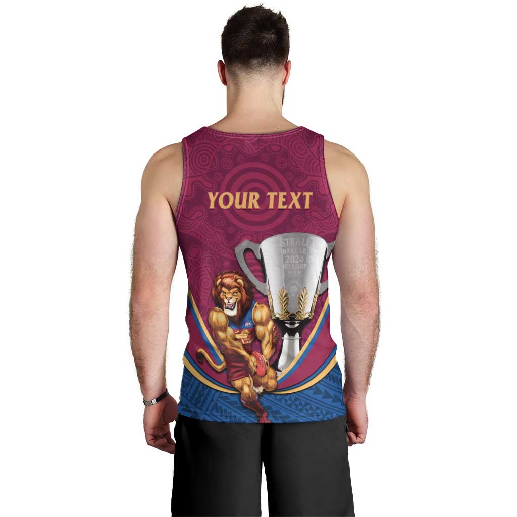 Personalised AFL Brisbane Lions Men Tank Top 2024 We Are The Champions - Trophy Style - Vibe Hoodie Shop