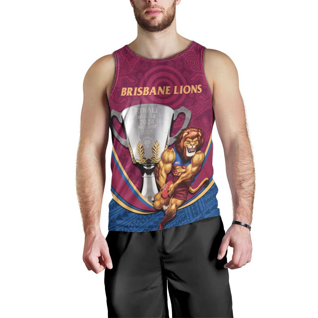 Personalised AFL Brisbane Lions Men Tank Top 2024 We Are The Champions - Trophy Style - Vibe Hoodie Shop
