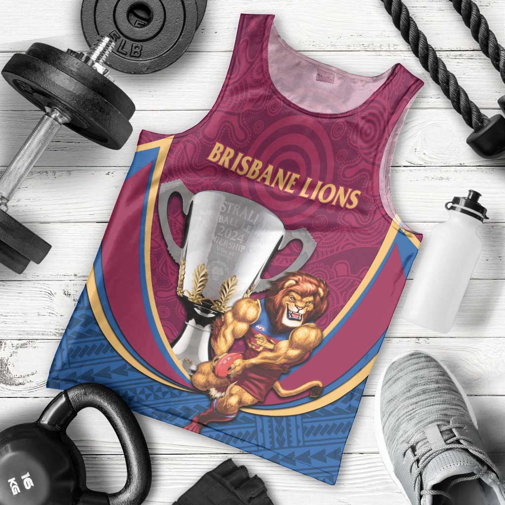 Personalised AFL Brisbane Lions Men Tank Top 2024 We Are The Champions - Trophy Style - Vibe Hoodie Shop