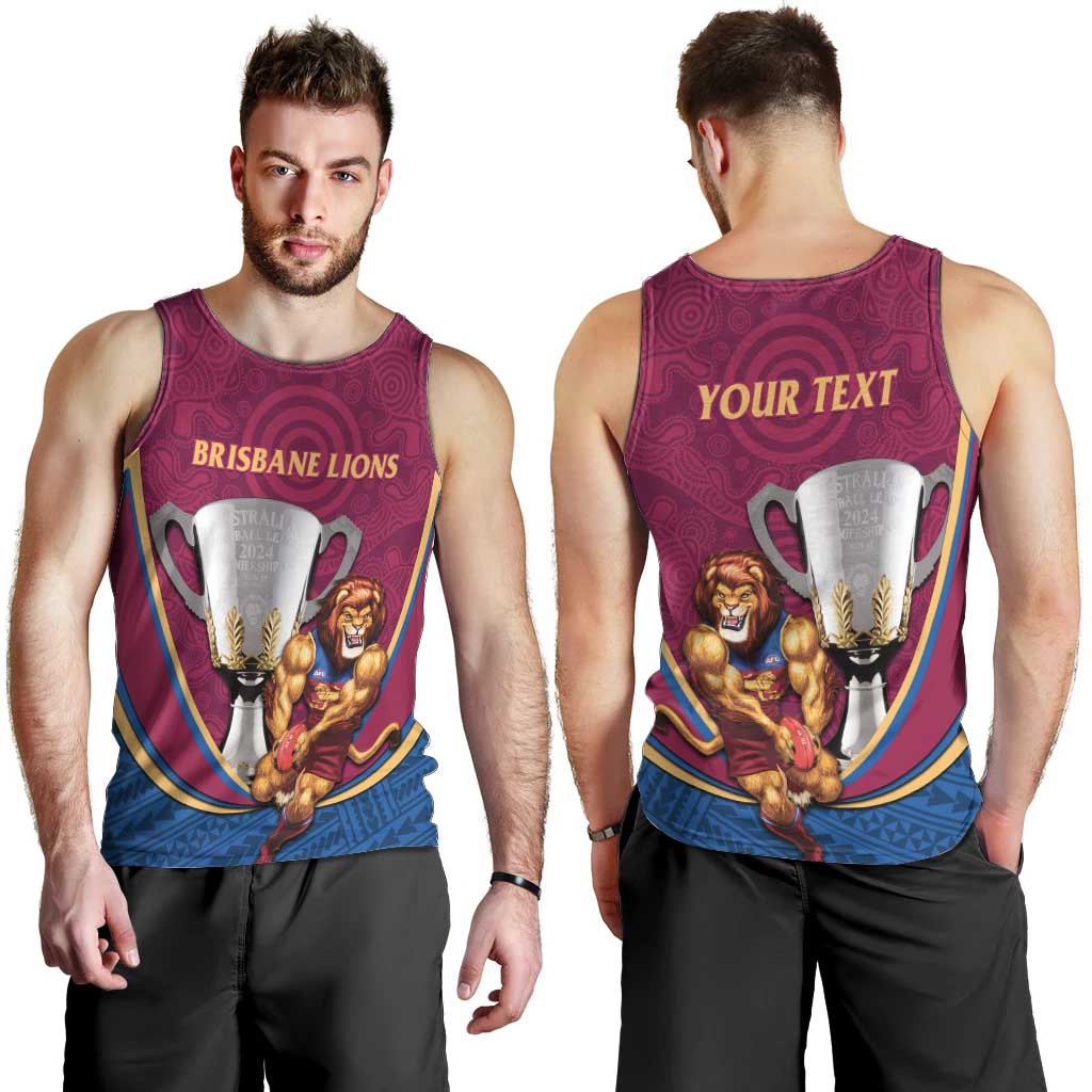 Personalised AFL Brisbane Lions Men Tank Top 2024 We Are The Champions - Trophy Style - Vibe Hoodie Shop