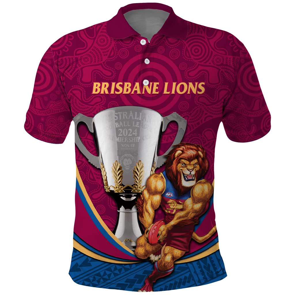 Personalised AFL Brisbane Lions Polo Shirt 2024 We Are The Champions - Trophy Style - Vibe Hoodie Shop