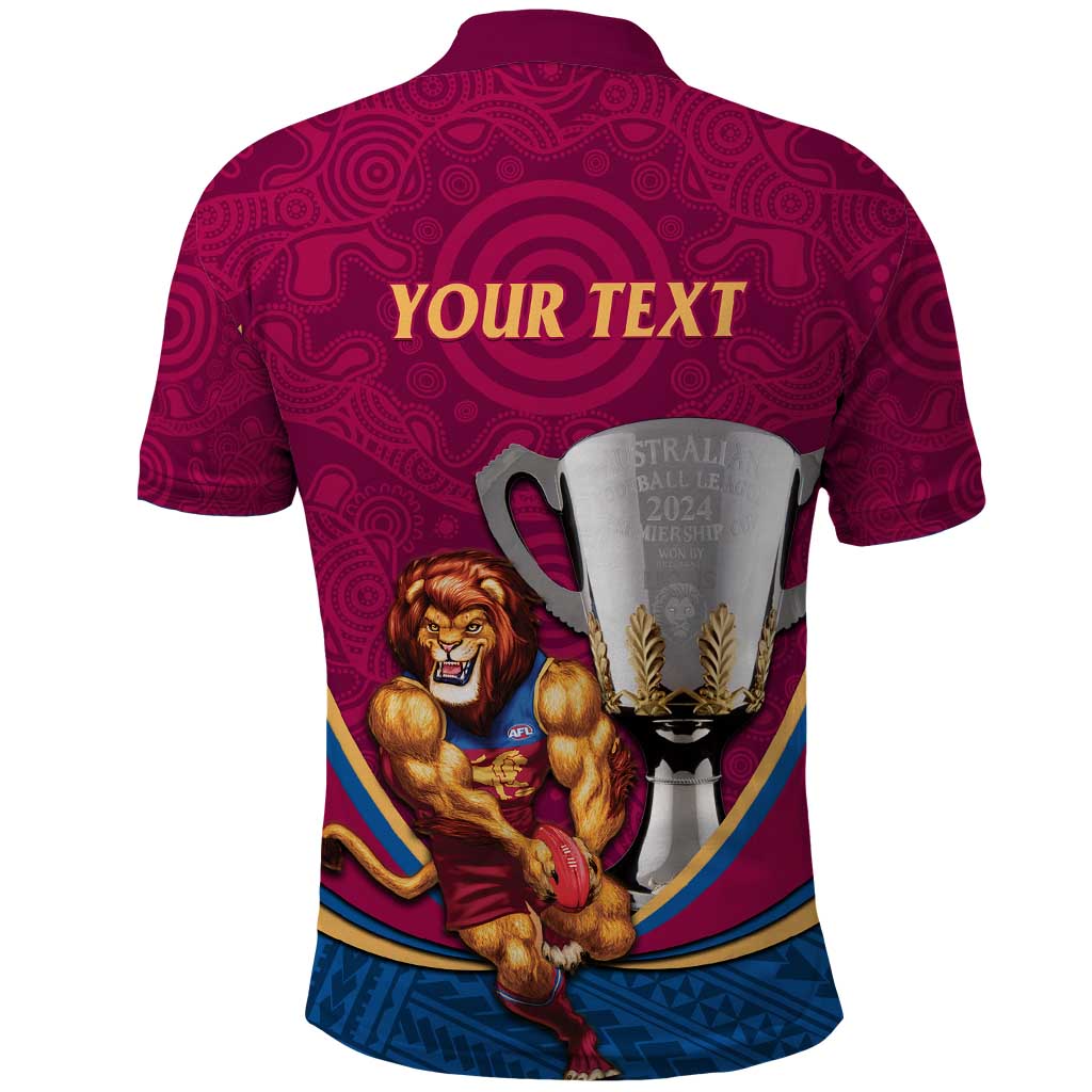 Personalised AFL Brisbane Lions Polo Shirt 2024 We Are The Champions - Trophy Style - Vibe Hoodie Shop