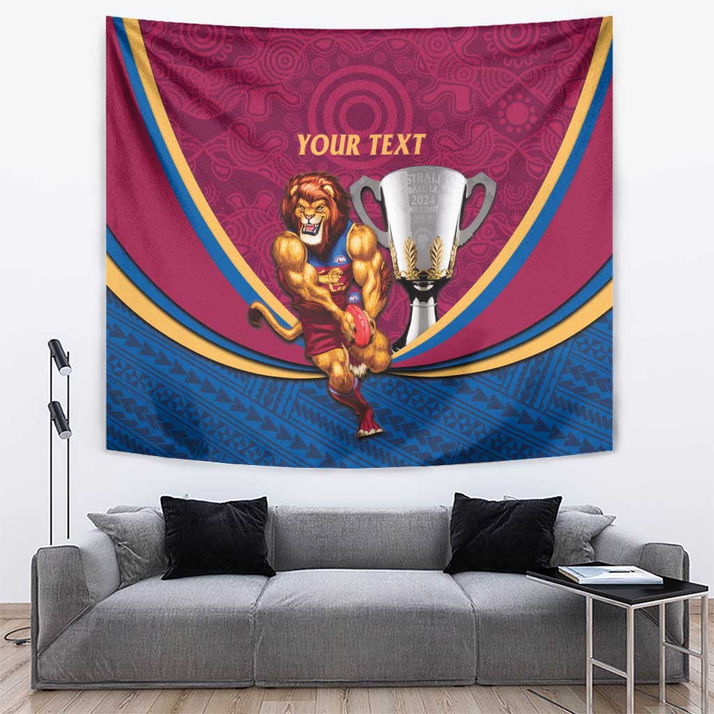 Personalised AFL Brisbane Lions Tapestry 2024 We Are The Champions - Trophy Style - Vibe Hoodie Shop