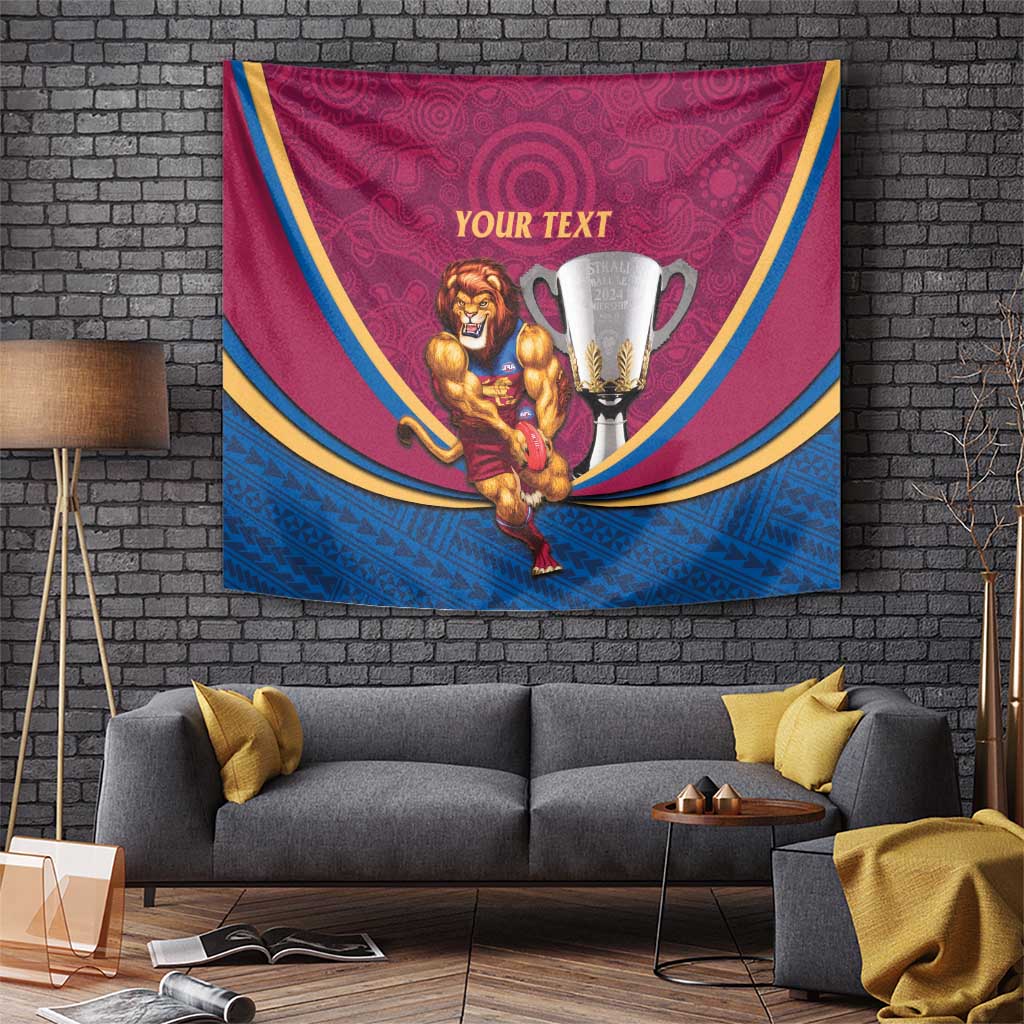 Personalised AFL Brisbane Lions Tapestry 2024 We Are The Champions - Trophy Style - Vibe Hoodie Shop