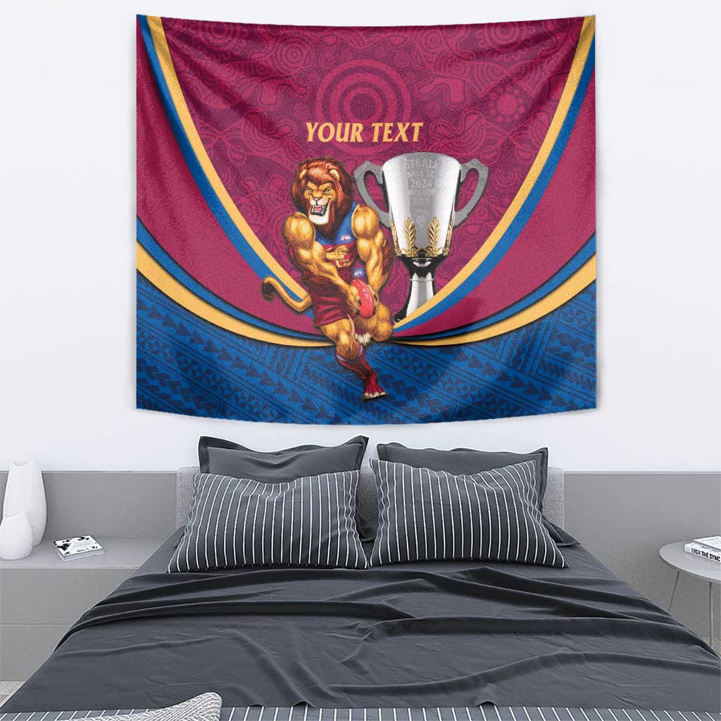 Personalised AFL Brisbane Lions Tapestry 2024 We Are The Champions - Trophy Style - Vibe Hoodie Shop