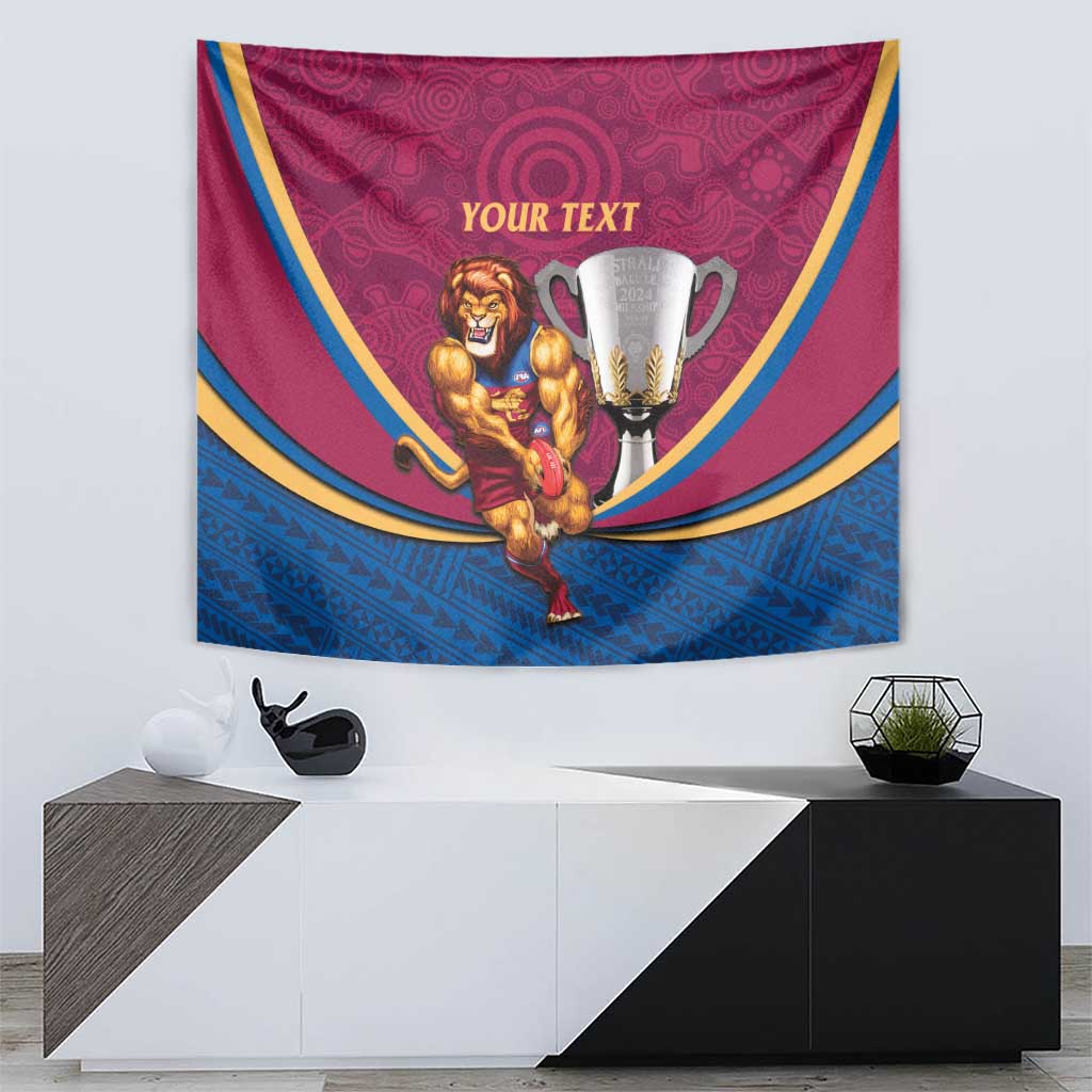 Personalised AFL Brisbane Lions Tapestry 2024 We Are The Champions - Trophy Style - Vibe Hoodie Shop