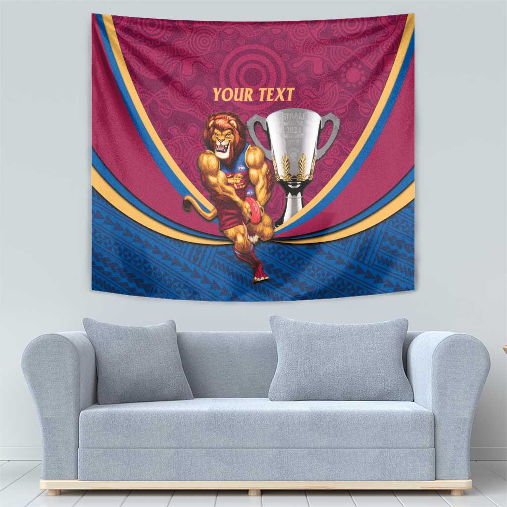 Personalised AFL Brisbane Lions Tapestry 2024 We Are The Champions - Trophy Style - Vibe Hoodie Shop