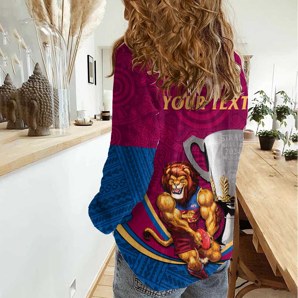 Personalised AFL Brisbane Lions Women Casual Shirt 2024 We Are The Champions - Trophy Style - Vibe Hoodie Shop