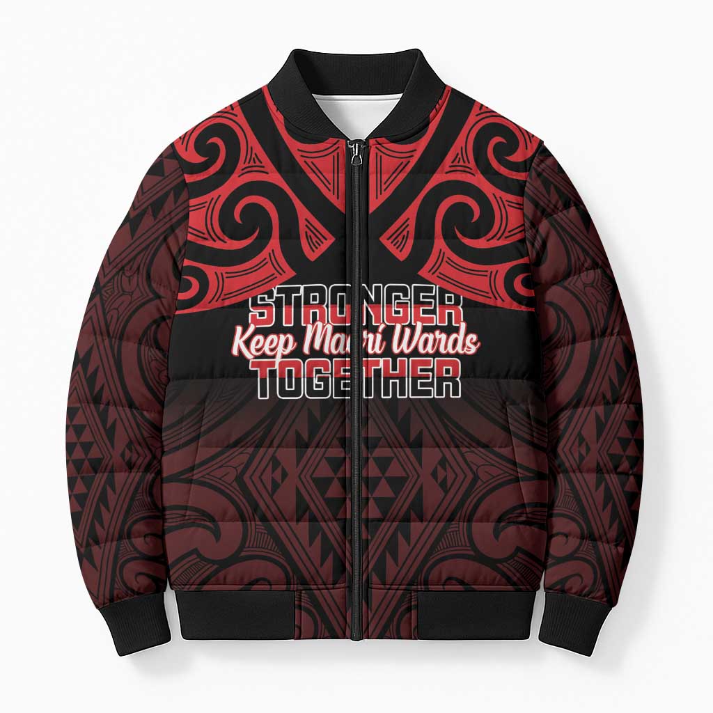 Personalised Keep Maori Wards New Zealand Bomber Puffer Jacket Stronger Together Aotearoa Taniko - Vibe Hoodie