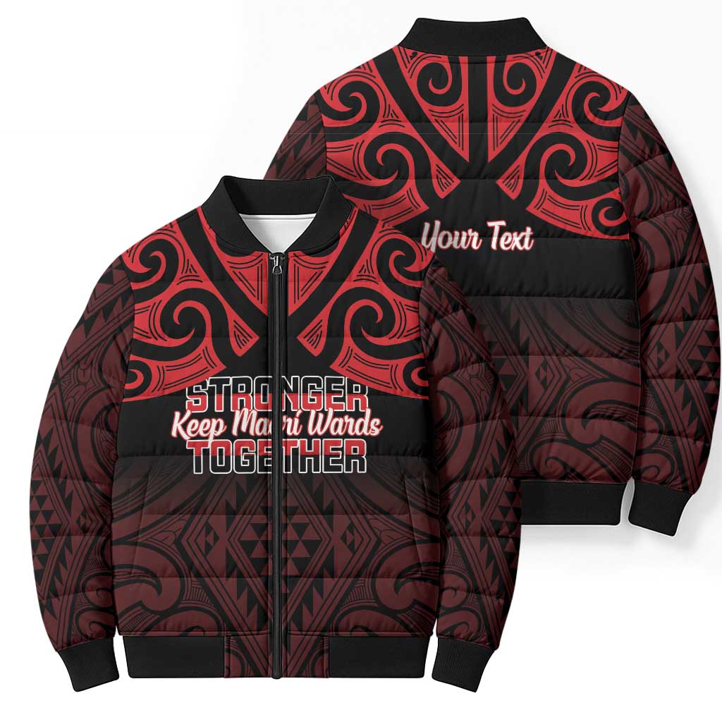 Personalised Keep Maori Wards New Zealand Bomber Puffer Jacket Stronger Together Aotearoa Taniko - Vibe Hoodie