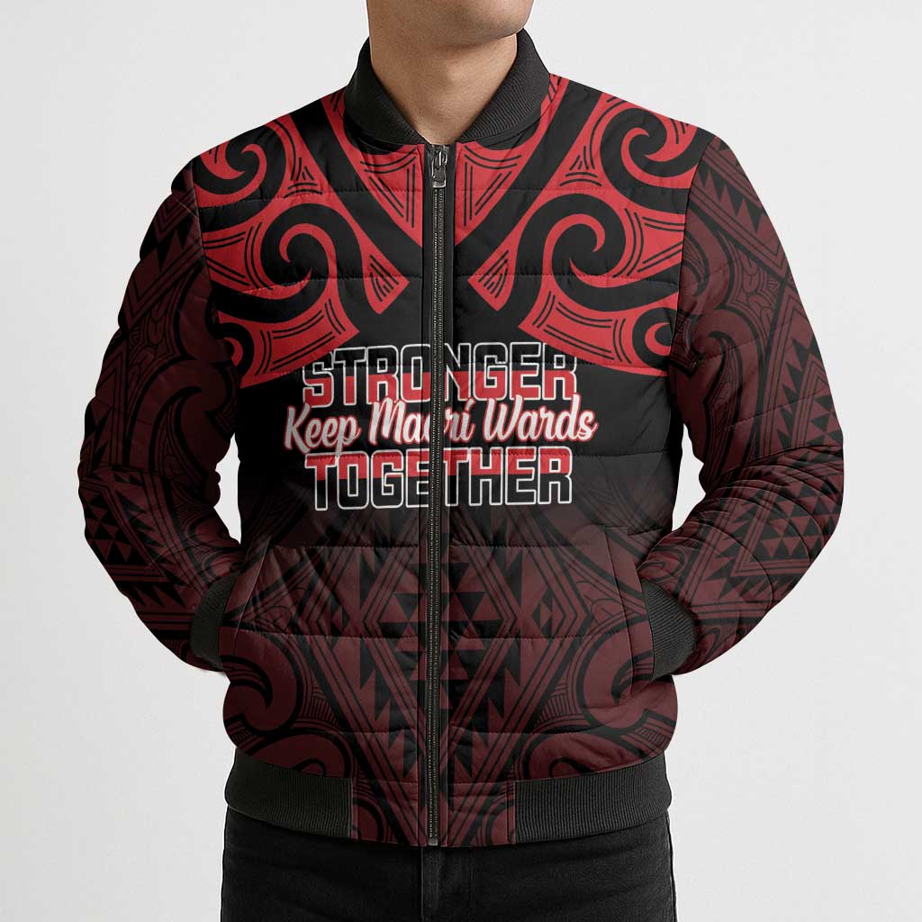 Personalised Keep Maori Wards New Zealand Bomber Puffer Jacket Stronger Together Aotearoa Taniko - Vibe Hoodie
