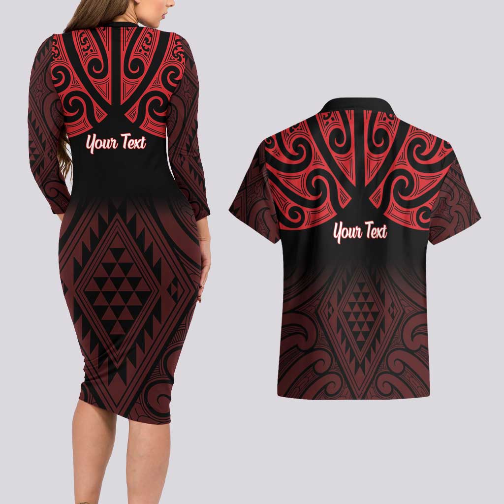 Personalised Keep Maori Wards New Zealand Couples Matching Long Sleeve Bodycon Dress and Hawaiian Shirt Stronger Together Aotearoa Taniko - Vibe Hoodie