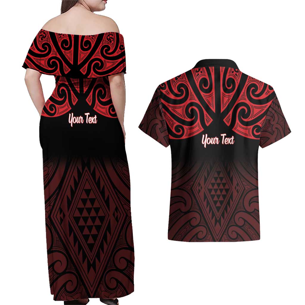 Personalised Keep Maori Wards New Zealand Couples Matching Off Shoulder Maxi Dress and Hawaiian Shirt Stronger Together Aotearoa Taniko - Vibe Hoodie