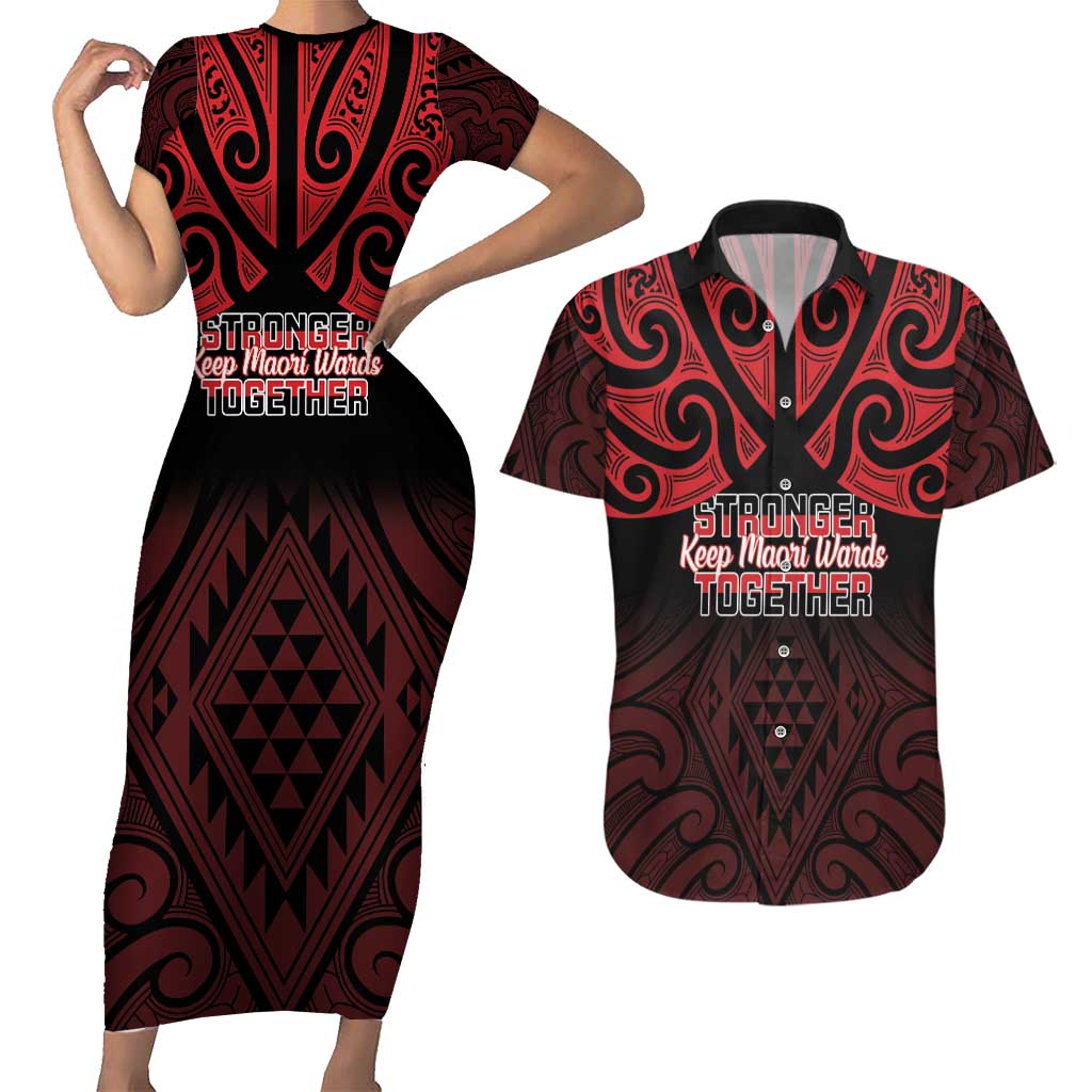 Personalised Keep Maori Wards New Zealand Couples Matching Short Sleeve Bodycon Dress and Hawaiian Shirt Stronger Together Aotearoa Taniko - Vibe Hoodie