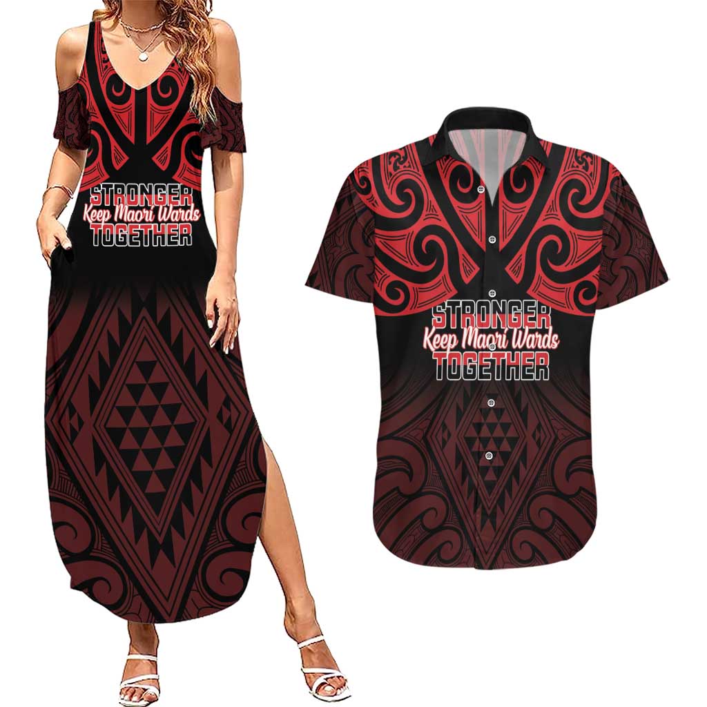 Personalised Keep Maori Wards New Zealand Couples Matching Summer Maxi Dress and Hawaiian Shirt Stronger Together Aotearoa Taniko - Vibe Hoodie