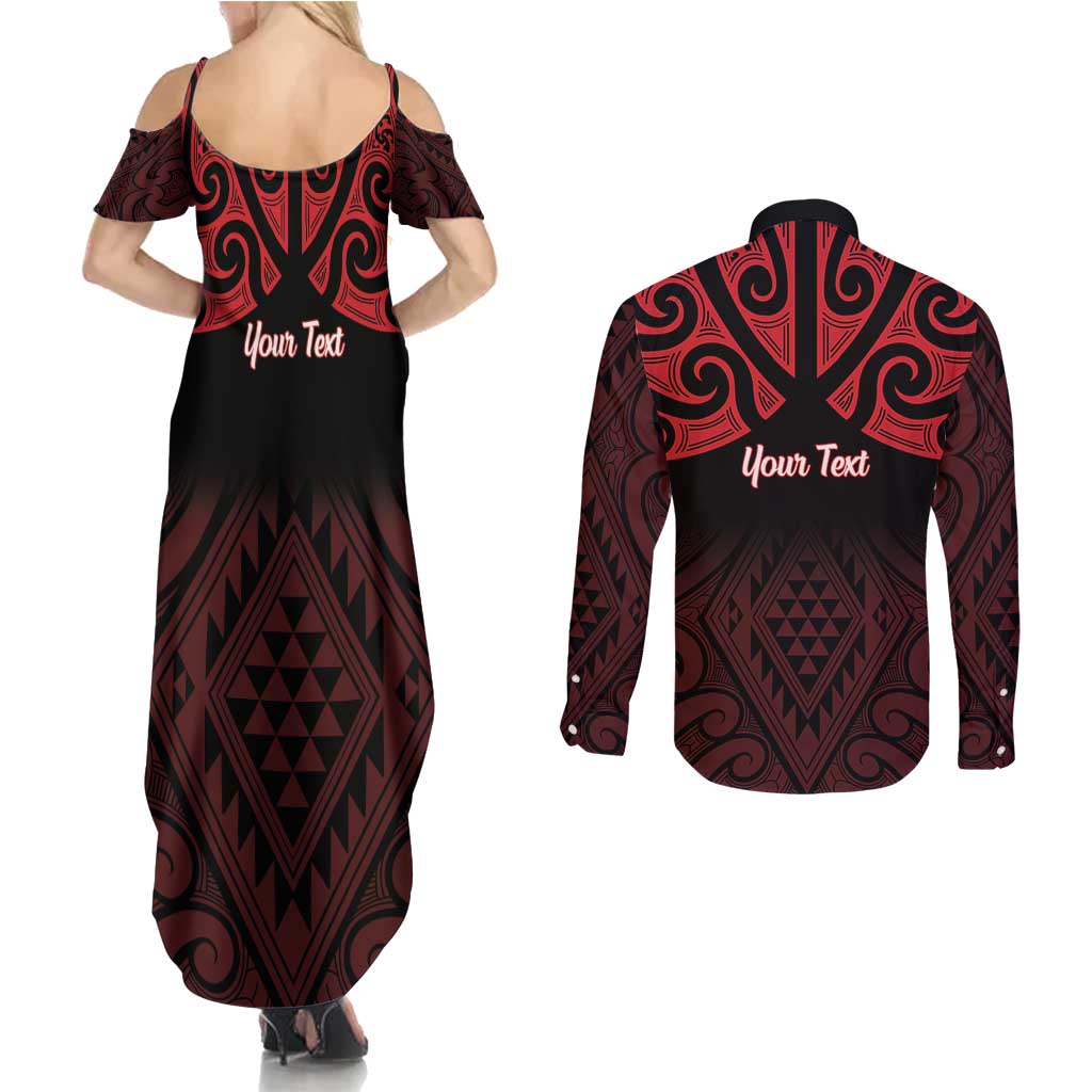 Personalised Keep Maori Wards New Zealand Couples Matching Summer Maxi Dress and Long Sleeve Button Shirt Stronger Together Aotearoa Taniko - Vibe Hoodie