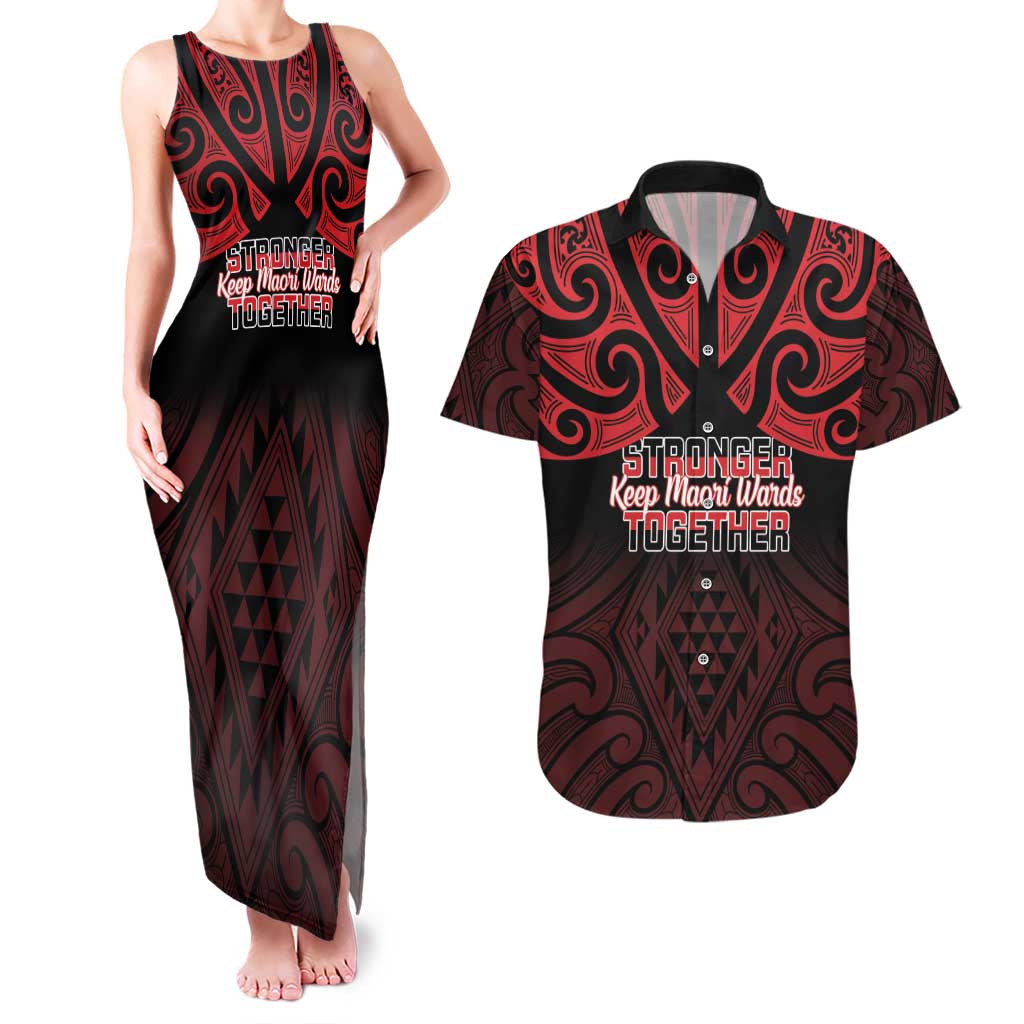 Personalised Keep Maori Wards New Zealand Couples Matching Tank Maxi Dress and Hawaiian Shirt Stronger Together Aotearoa Taniko - Vibe Hoodie