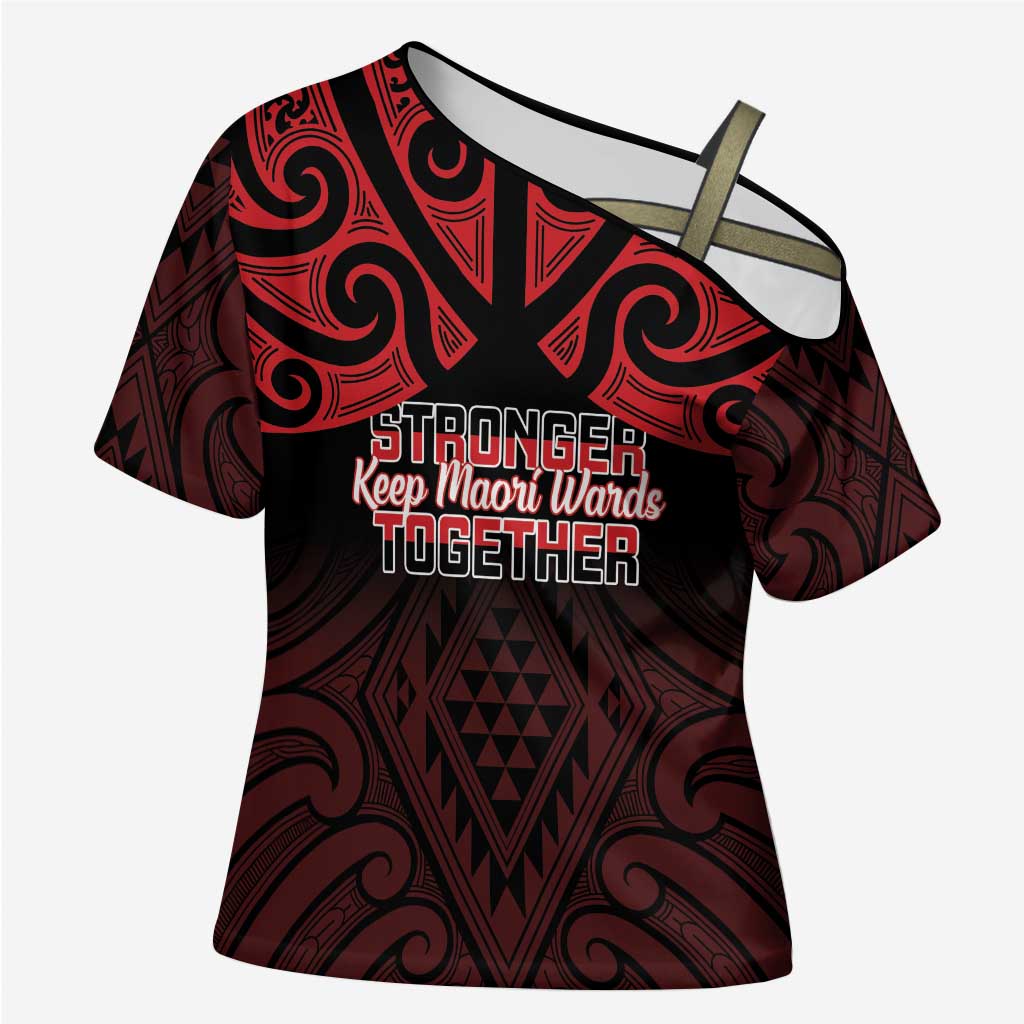Personalised Keep Maori Wards New Zealand Cross Shoulder Shirt Stronger Together Aotearoa Taniko - Vibe Hoodie