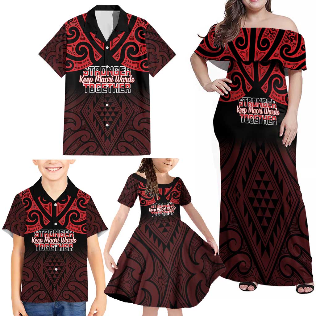 Personalised Keep Maori Wards New Zealand Family Matching Off Shoulder Maxi Dress and Hawaiian Shirt Stronger Together Aotearoa Taniko - Vibe Hoodie