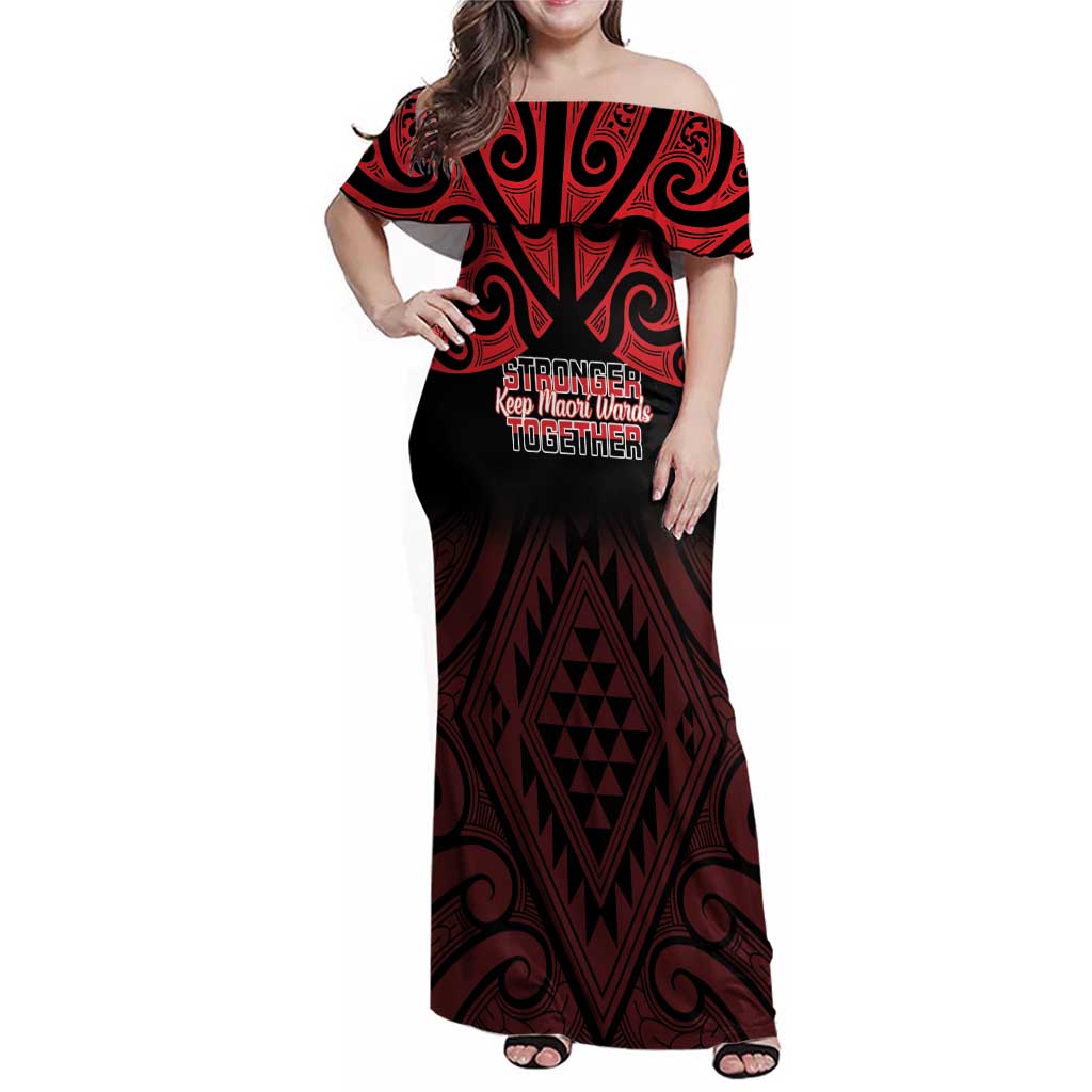Personalised Keep Maori Wards New Zealand Family Matching Off Shoulder Maxi Dress and Hawaiian Shirt Stronger Together Aotearoa Taniko - Vibe Hoodie