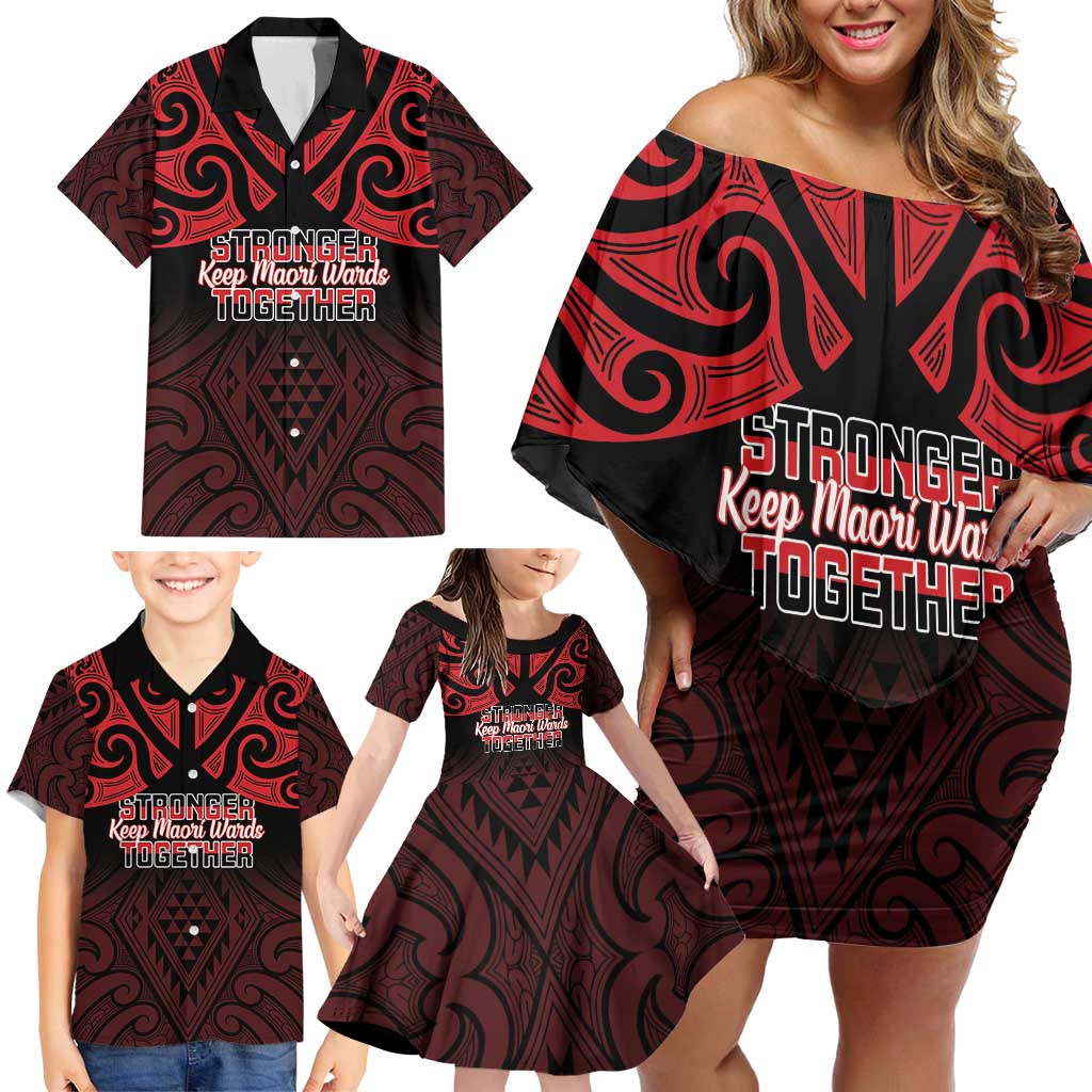 Personalised Keep Maori Wards New Zealand Family Matching Off Shoulder Short Dress and Hawaiian Shirt Stronger Together Aotearoa Taniko - Vibe Hoodie
