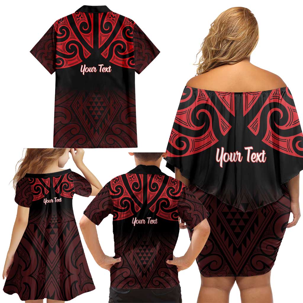 Personalised Keep Maori Wards New Zealand Family Matching Off Shoulder Short Dress and Hawaiian Shirt Stronger Together Aotearoa Taniko - Vibe Hoodie