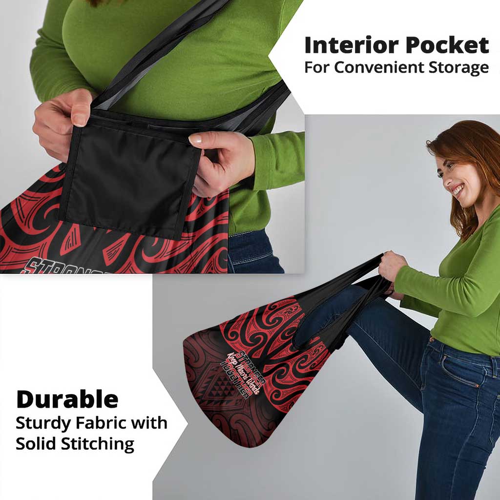 Keep Maori Wards New Zealand Grocery Bag Stronger Together Aotearoa Taniko - Vibe Hoodie