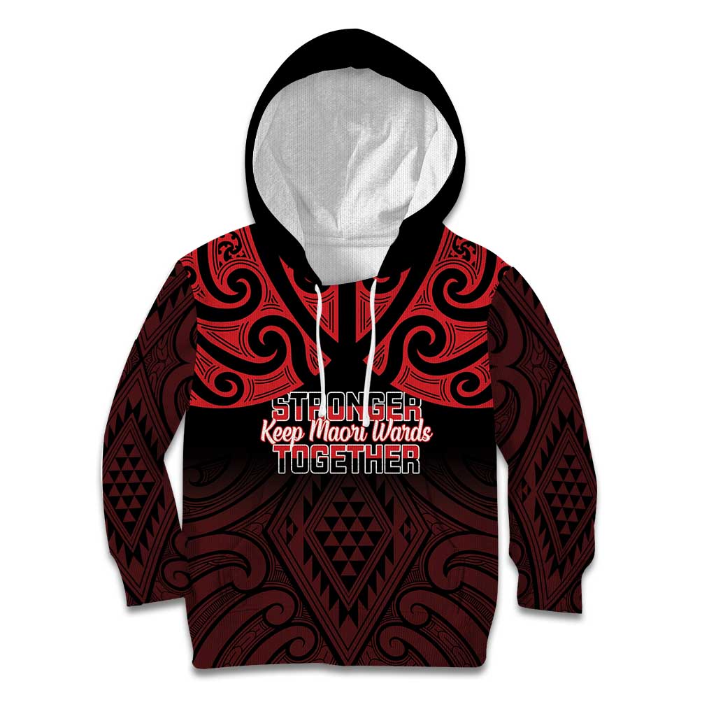 Personalised Keep Maori Wards New Zealand Kid Hoodie Stronger Together Aotearoa Taniko - Vibe Hoodie
