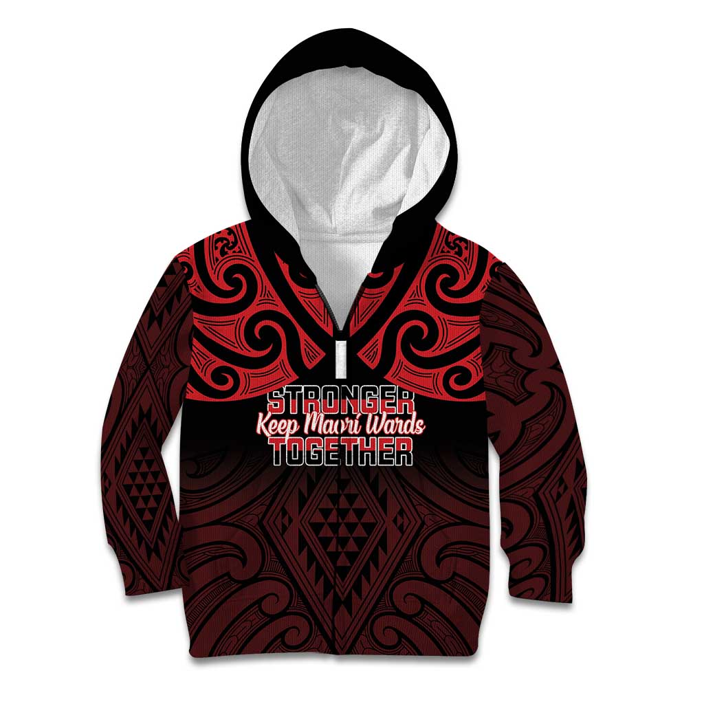 Personalised Keep Maori Wards New Zealand Kid Hoodie Stronger Together Aotearoa Taniko - Vibe Hoodie