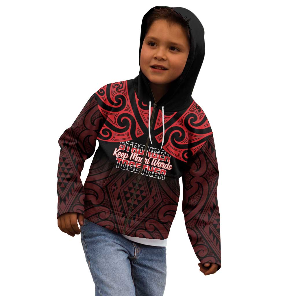 Personalised Keep Maori Wards New Zealand Kid Hoodie Stronger Together Aotearoa Taniko - Vibe Hoodie