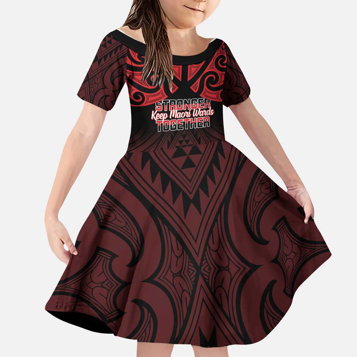 Personalised Keep Maori Wards New Zealand Kid Short Sleeve Dress Stronger Together Aotearoa Taniko - Vibe Hoodie