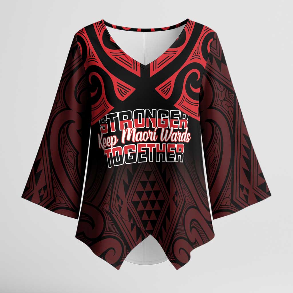 Personalised Keep Maori Wards New Zealand Kimono Sleeve Blouse Stronger Together Aotearoa Taniko - Vibe Hoodie