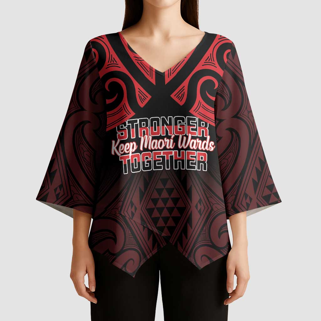 Personalised Keep Maori Wards New Zealand Kimono Sleeve Blouse Stronger Together Aotearoa Taniko - Vibe Hoodie