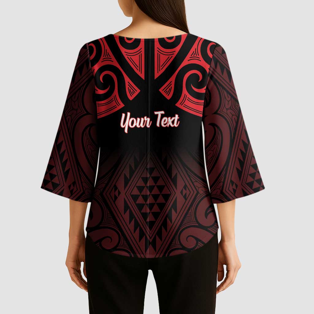 Personalised Keep Maori Wards New Zealand Kimono Sleeve Blouse Stronger Together Aotearoa Taniko - Vibe Hoodie