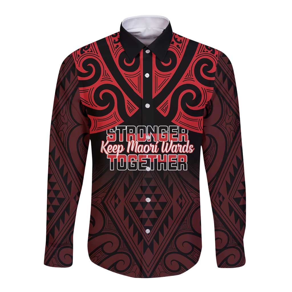 Personalised Keep Maori Wards New Zealand Long Sleeve Button Shirt Stronger Together Aotearoa Taniko - Vibe Hoodie
