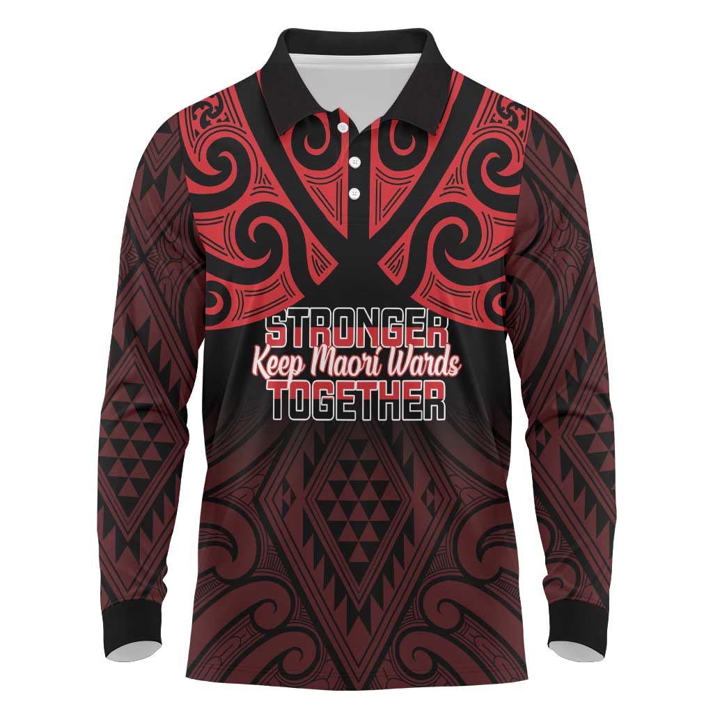Personalised Keep Maori Wards New Zealand Long Sleeve Polo Shirt Stronger Together Aotearoa Taniko - Vibe Hoodie