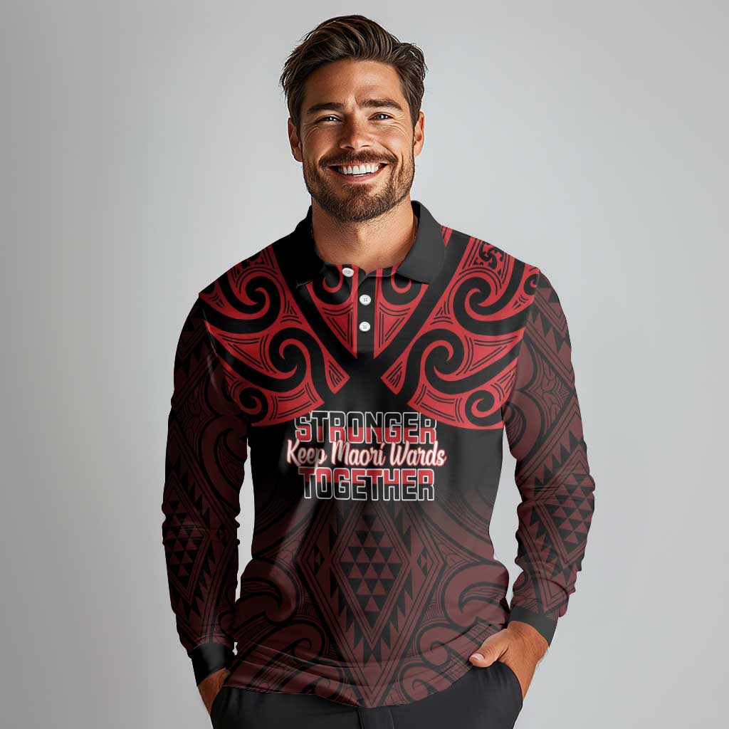 Personalised Keep Maori Wards New Zealand Long Sleeve Polo Shirt Stronger Together Aotearoa Taniko - Vibe Hoodie