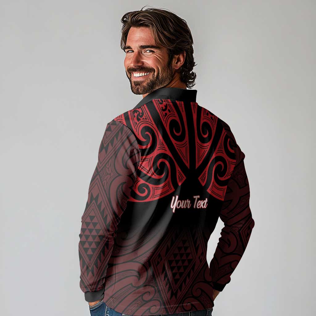 Personalised Keep Maori Wards New Zealand Long Sleeve Polo Shirt Stronger Together Aotearoa Taniko - Vibe Hoodie