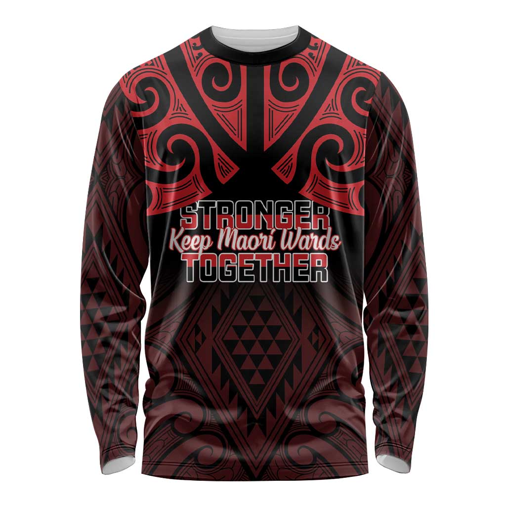 Personalised Keep Maori Wards New Zealand Long Sleeve Shirt Stronger Together Aotearoa Taniko - Vibe Hoodie