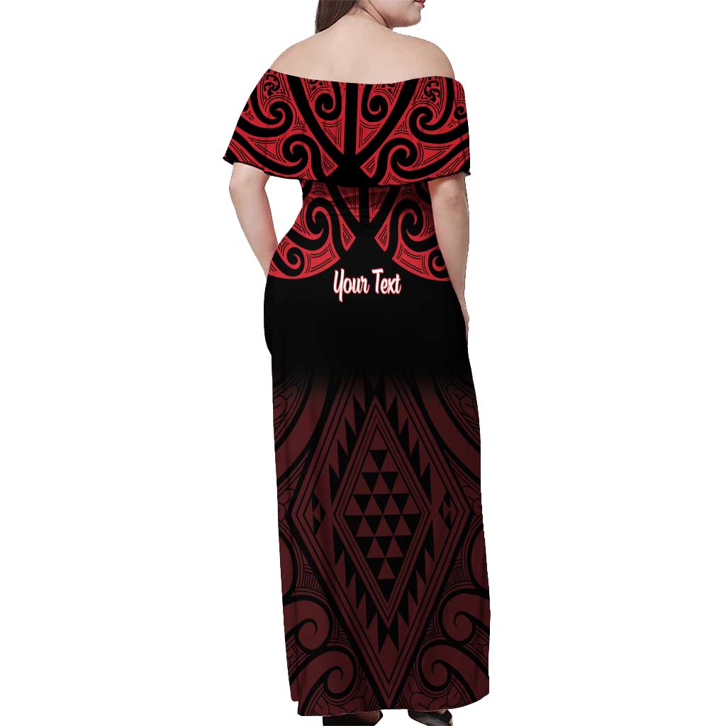 Personalised Keep Maori Wards New Zealand Off Shoulder Maxi Dress Stronger Together Aotearoa Taniko - Vibe Hoodie
