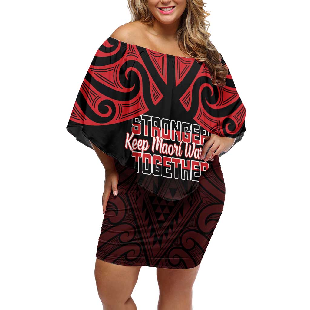 Personalised Keep Maori Wards New Zealand Off Shoulder Short Dress Stronger Together Aotearoa Taniko - Vibe Hoodie